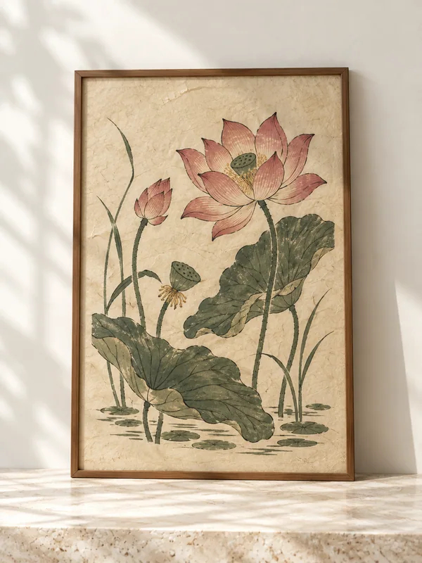 Tranh hoa sen trên giấy